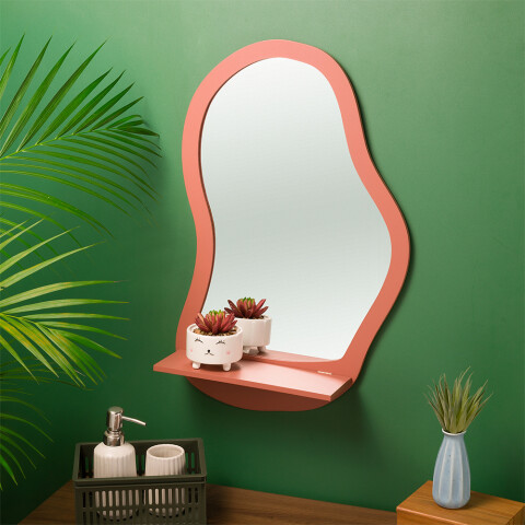 Espejo decorativo con estante Rosa