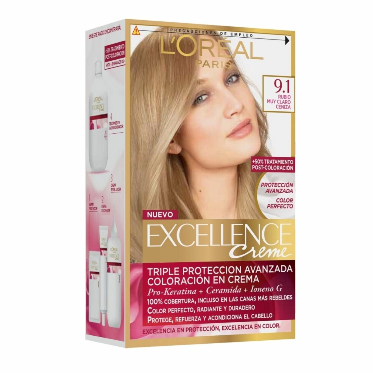 Tinta L’Oréal Excellence N°9.1 Rubio Muy Claro Cenizo – Color Profesional