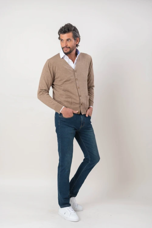 Cardigan lana merino Tostado