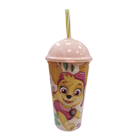 Vaso Plástico Milk Shake con Pajita Paw Patrol Diseño Surtidos 500 ml Rosa Surtido