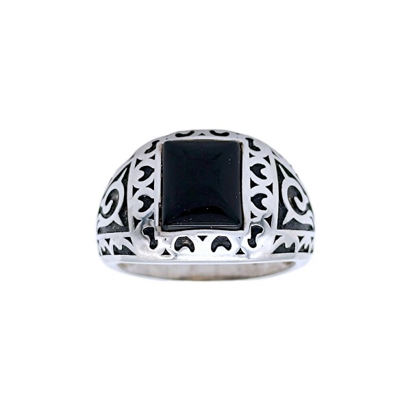 Anillo Labrado-Plata 925-Piedra Onix-AN3340 conpiedra
