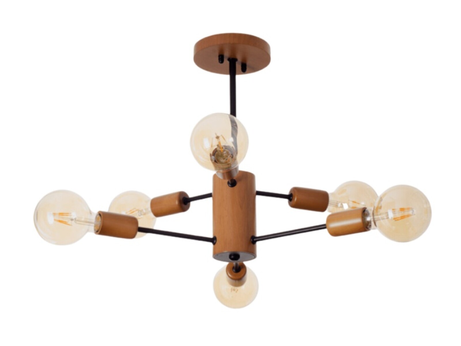 COLGANTE ANA 6 LUCES E27 MADERA 