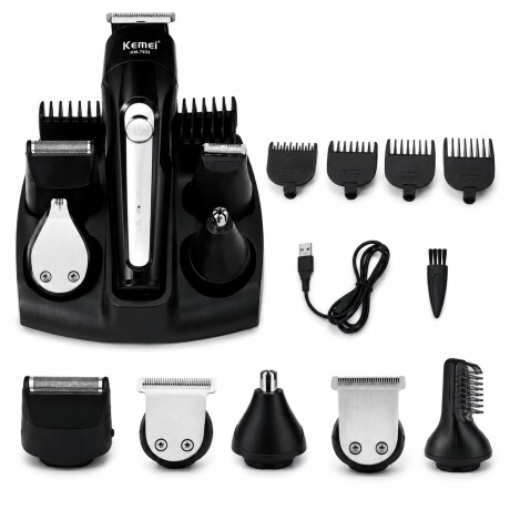 Corta Pelo Barba Afeitadora Recargable 5 en 1 KEMEI KM-7933 Negro