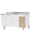 Mueble de cocina bajo mesada 160 cm Roble y blanco Mueble De Cocina Bajo Mesada 160 Cm Roble Y Blanco