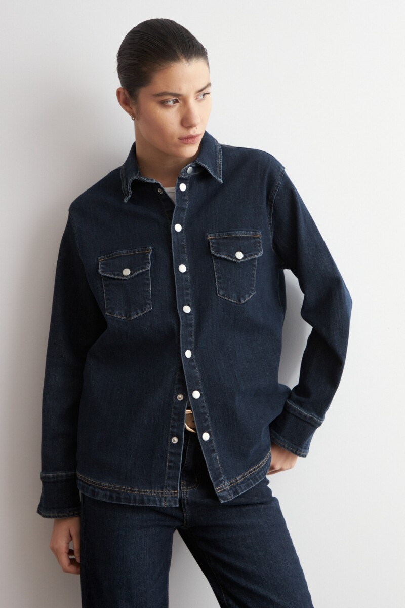 Camisa de jean jean oscuro