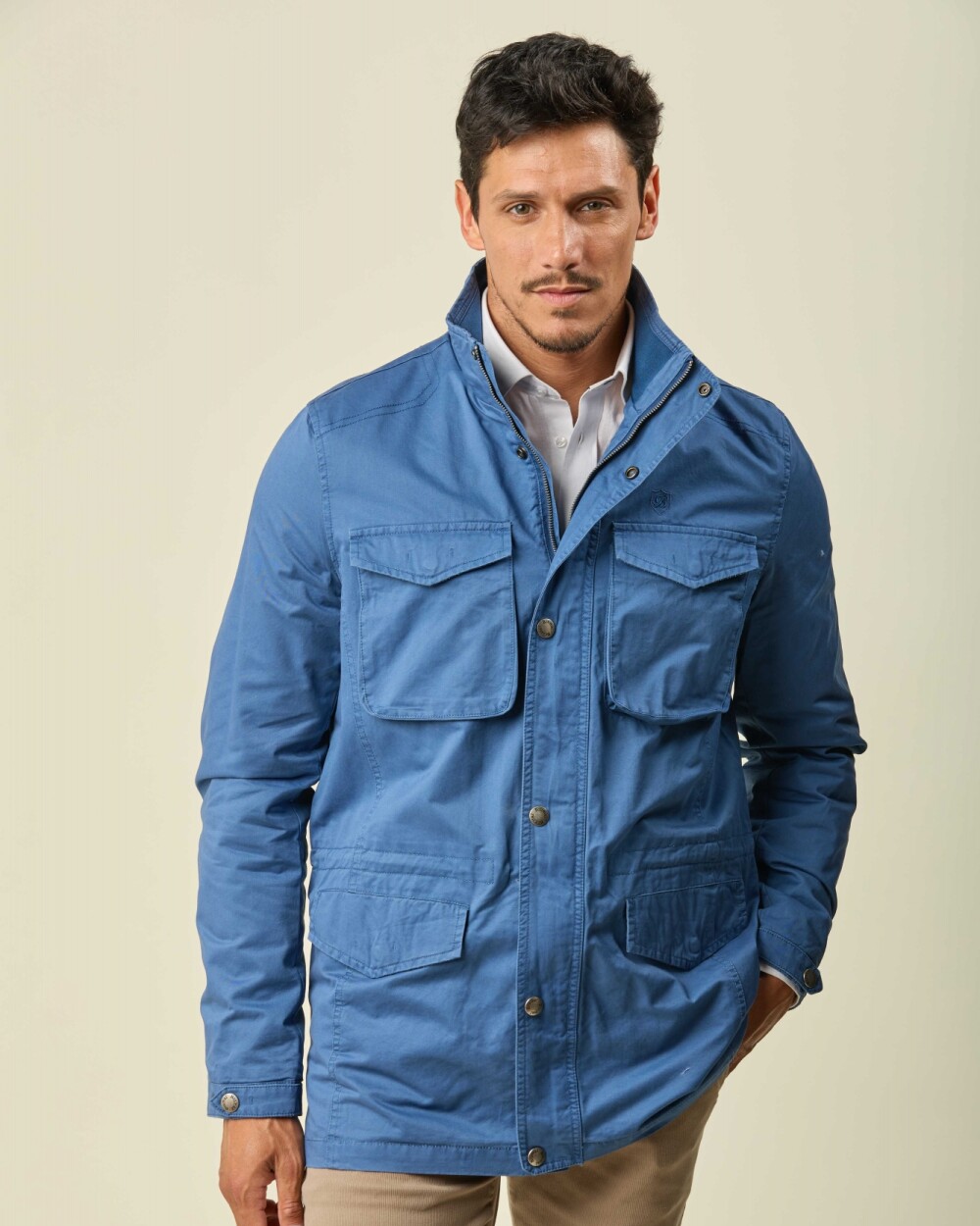 Campera Safari Algodón Azul Jean