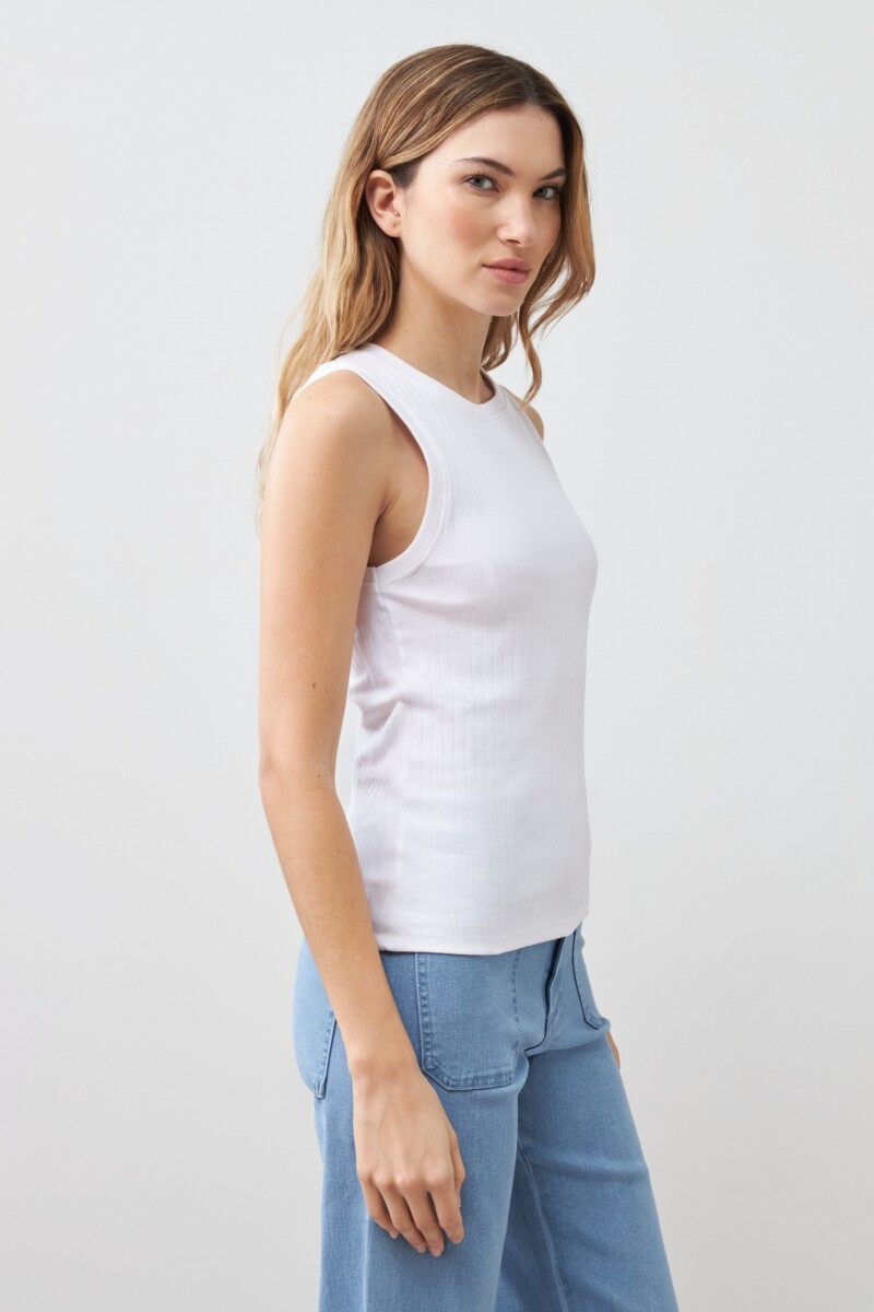 Top canalé blanco