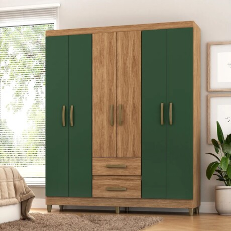 ROPERO 6 PUERTAS 2 CAJONES GUARDARROPA ARMARIO CLÓSET PLACARD MADERA VERDE