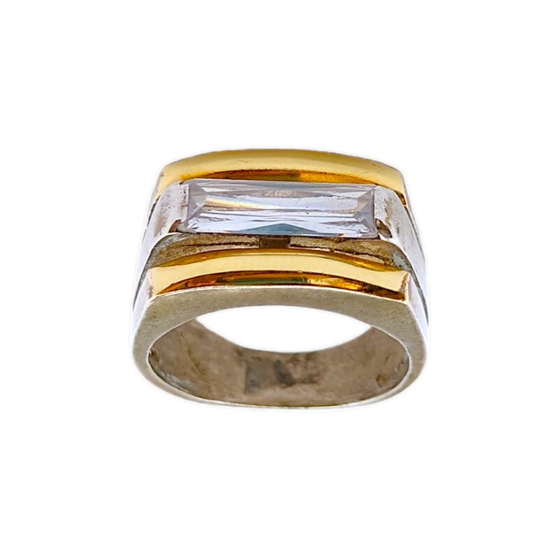 Anillo Mesa-Plata y Oro-Piedra Zirconia-AN5003 conpiedra