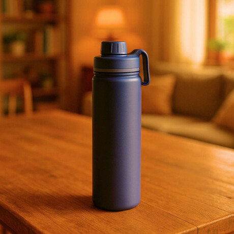 Botella deportiva térmica con tapa de rosca 750ml Azul