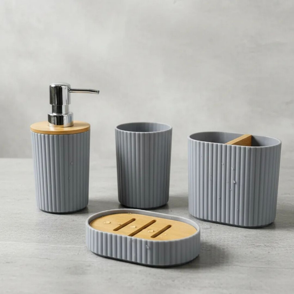 Elegante Kit De Accesorios Para Baño Gris