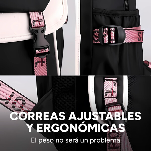Pack x3 Mochila Kawaii Impermeable Usb Multuso Resistente Variante Color Negro