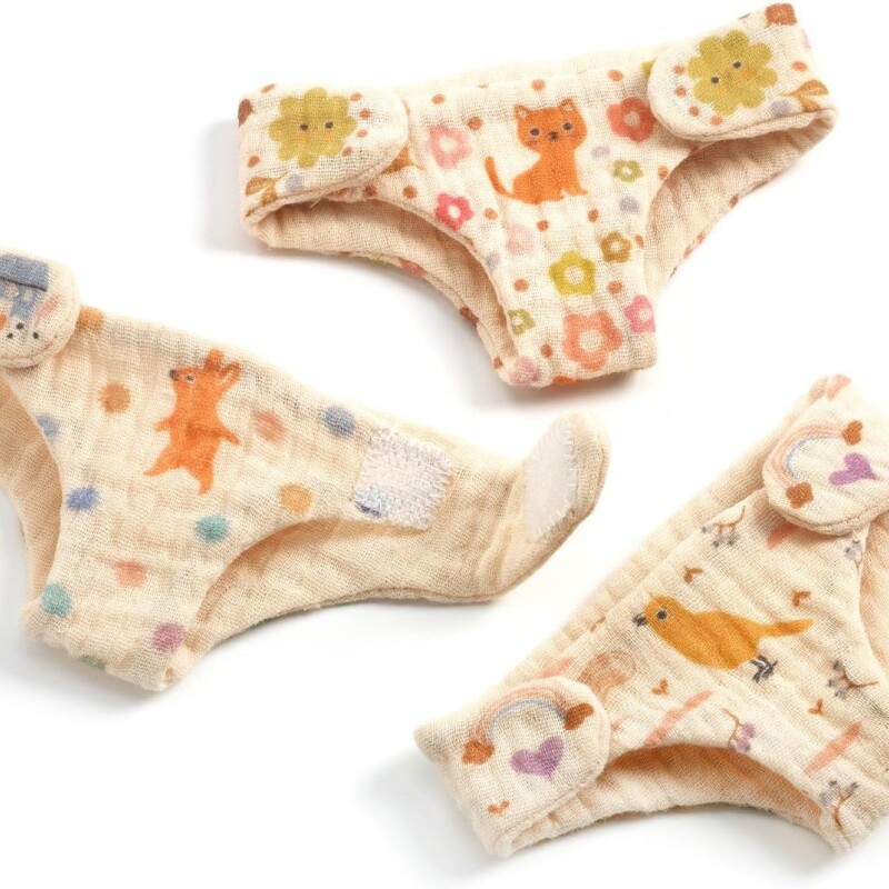 Set x 3 pañales para muñecas Pomea Set X 3 Pañales Para Muñecas Pomea