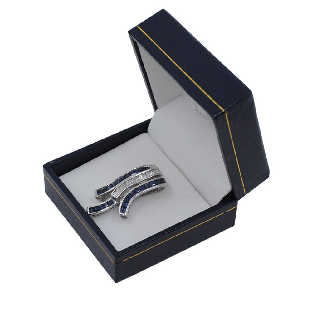 Colgante En Oro Blanco 18K, Zafiros Y Brillantes Colgante En Oro Blanco 18K, Zafiros Y Brillantes