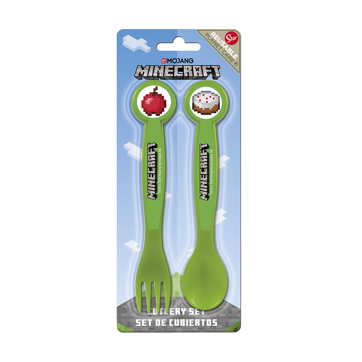 Set x 2 Cubiertos Infantiles Minecraft 