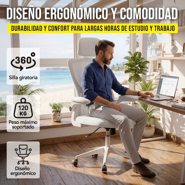 Silla de escritorio Oficina Sillon Ejecutiva Ergonomica Apoyabrazos Regulables IMBACK Color Blanco Silla de escritorio Oficina Sillon Ejecutiva Ergonomica Apoyabrazos Regulables IMBACK Color Blanco