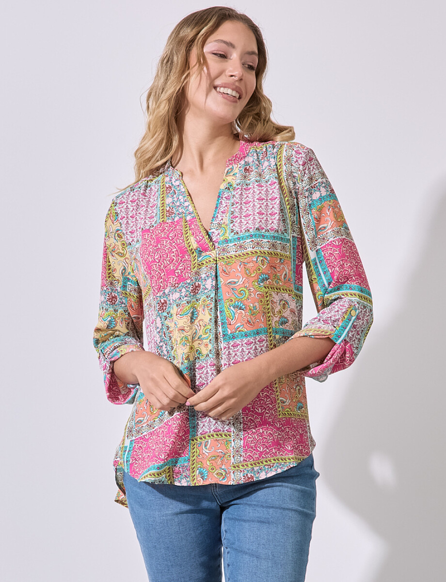 Blusa Patch - Multi/fucsia 