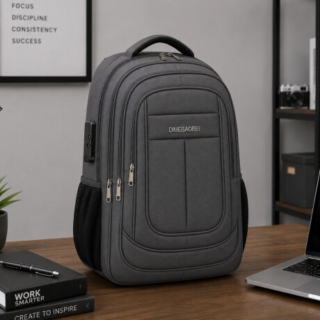 Mochila Sport 18" Para Notebook Candado Integrado Reforzada Gris