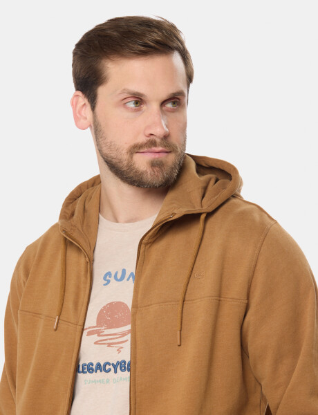 CANGURO CON CIERRE Y CAPUCHA Beige