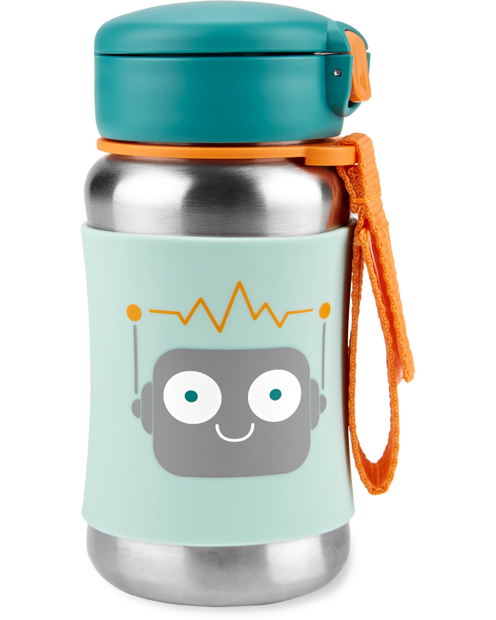 Botella acero inoxidable con sorbito, diseño robot Botella acero inoxidable con sorbito, diseño robot