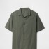 V-SS STANDARD LINEN COTTON RESORT COLLAR MESCULEN GREEN