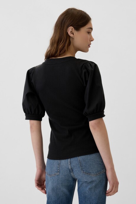 Remera Con Botones Mujer True Black