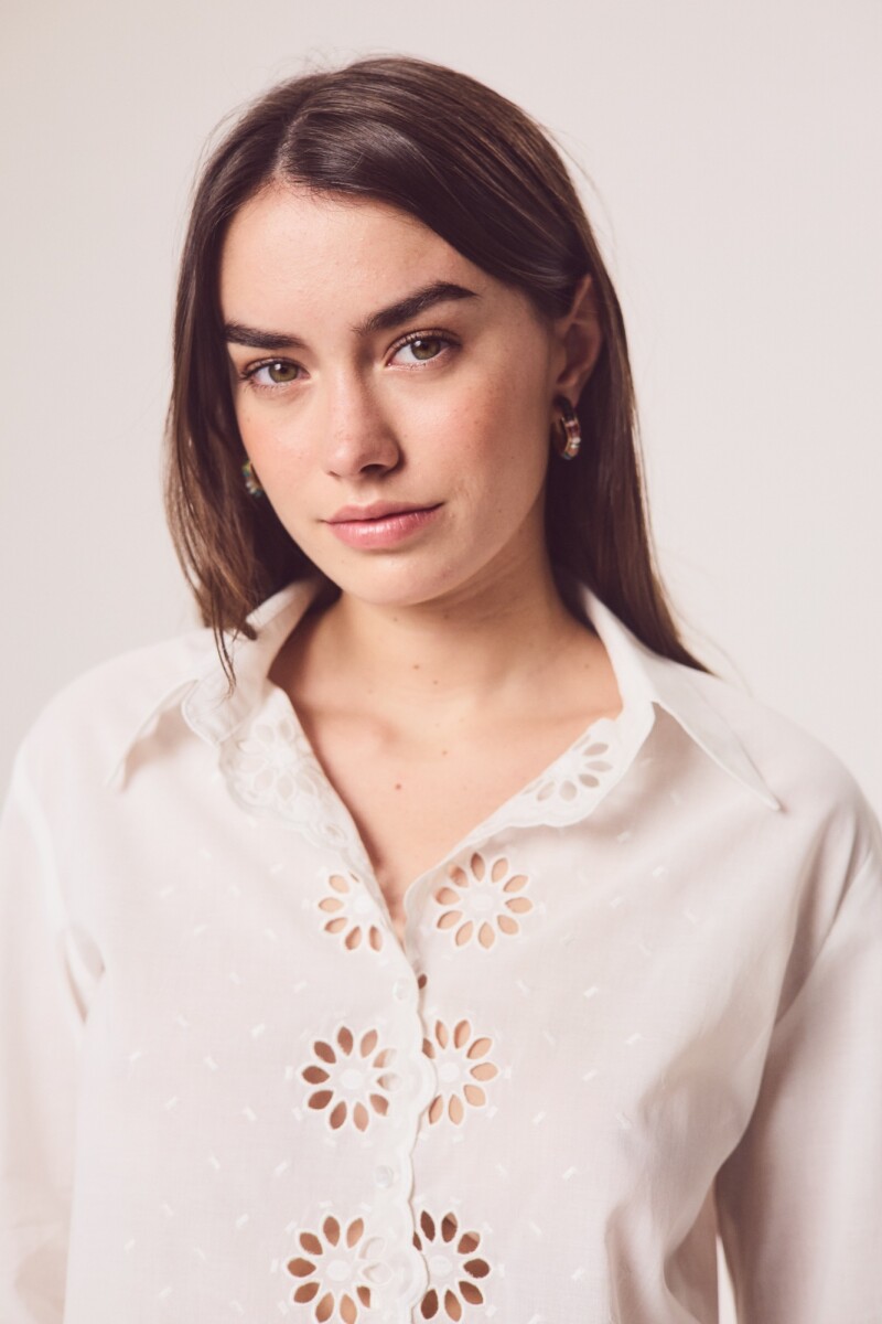 Camisa Broderie Nácar