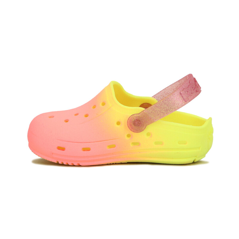 Pe Com Pe Zapato Zueco C/color Degradado Rosado-amarillo Fluo