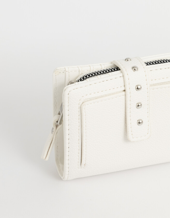 Billetera Boho Billetera Con Snap - Blanco Crudo
