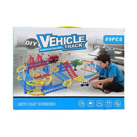 Outlet Pista de Autos c/accesorios 89 pcs caja 33x24x6.6cm Outlet Pista De Autos C/accesorios 89 Pcs Caja 33x24x6.6cm