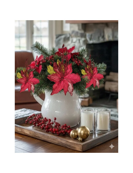 ESTRELLA FEDERAL C/RAMITAS  ROJO 12 CM. ESTRELLA FEDERAL C/RAMITAS  ROJO 12 CM.