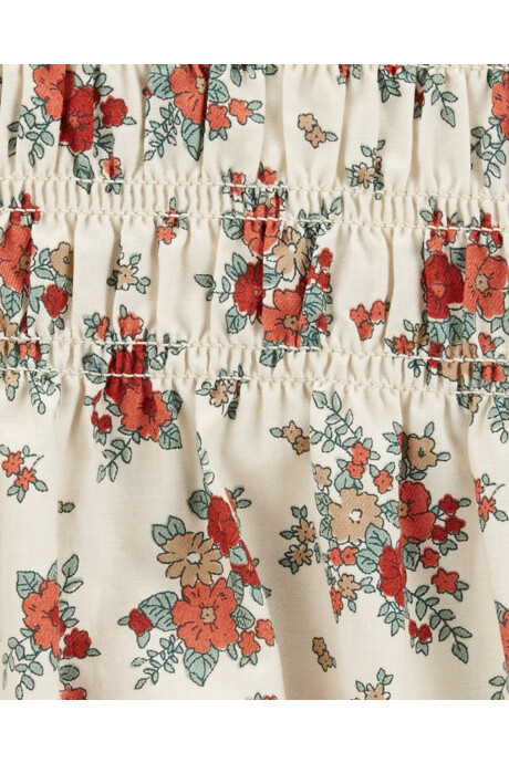 Set dos piezas, vestido de sarga, diseño floral y medias Sin color