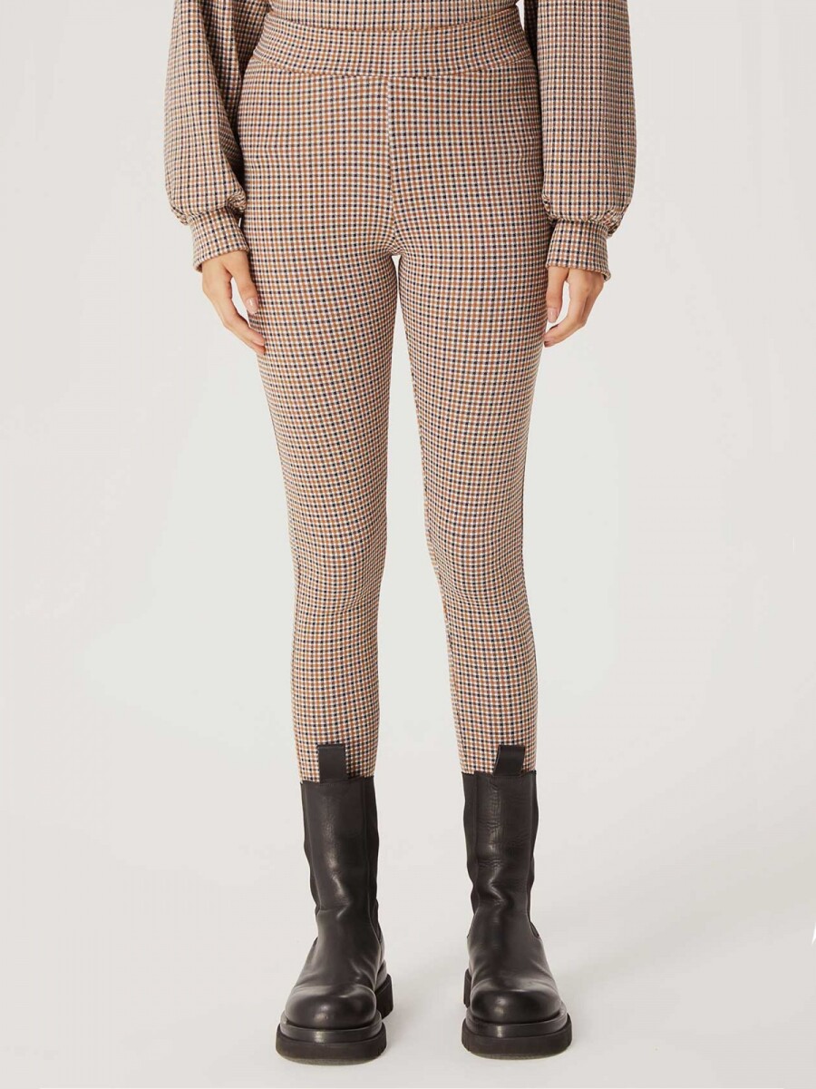 PANTALÓN FEMENINO LEGGING EN TELA ESCOCESA - BEIGE 