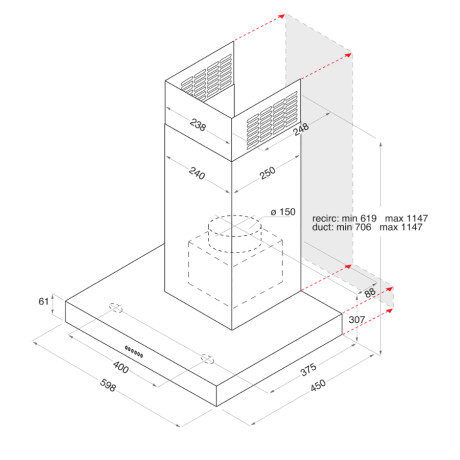 Campana Ariston de 60 cm AHBS6.7FLLX Campana Ariston de 60 cm AHBS6.7FLLX