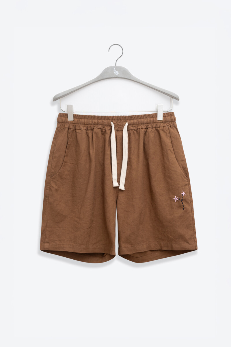 FLORAL LINEN SHORTS Clay