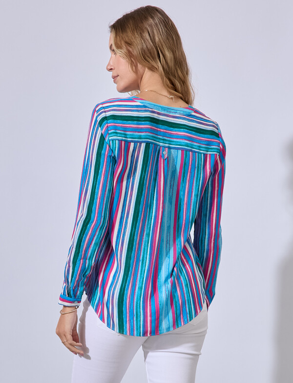 Blusa Botones Printed AZUL/MULTI