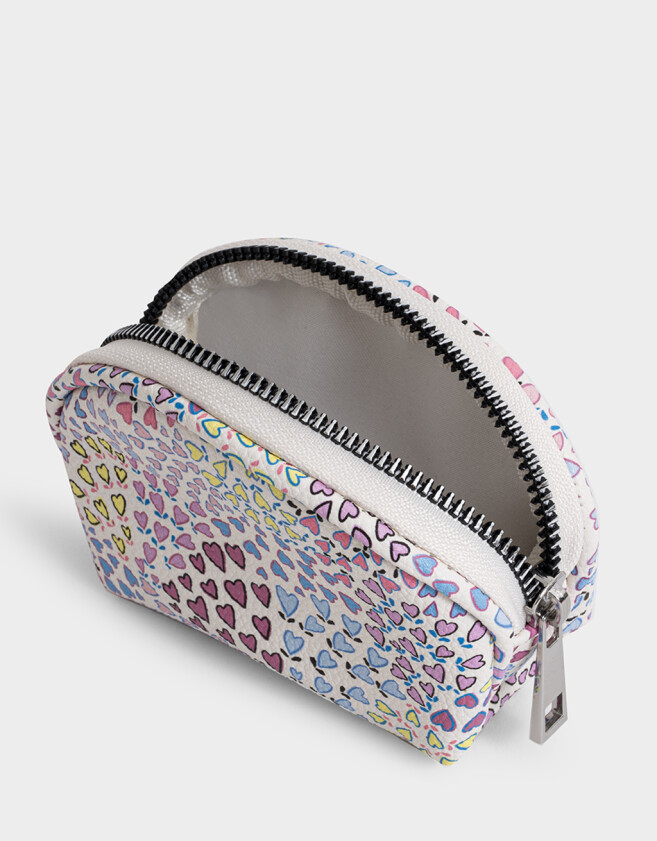 Monederos Clasico Monedero Cuerina Corazones - Combinacion Multicolor