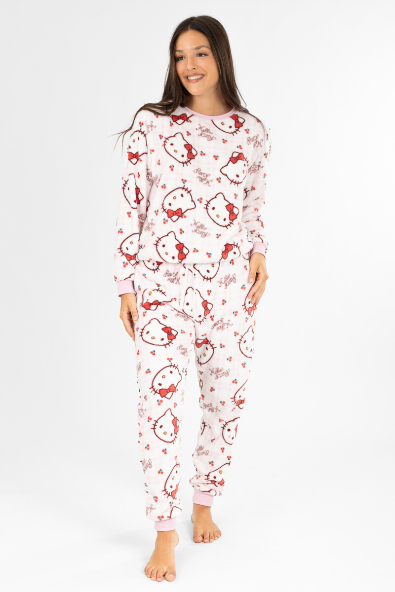 Pijama hello kitty velour - Rosado 