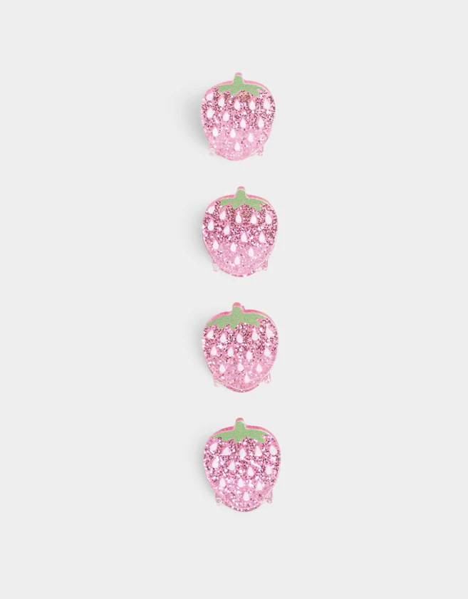 Hebillas Infantiles Con frutas Set De Mini Broches De Frutillas - Combinacion Bicolor