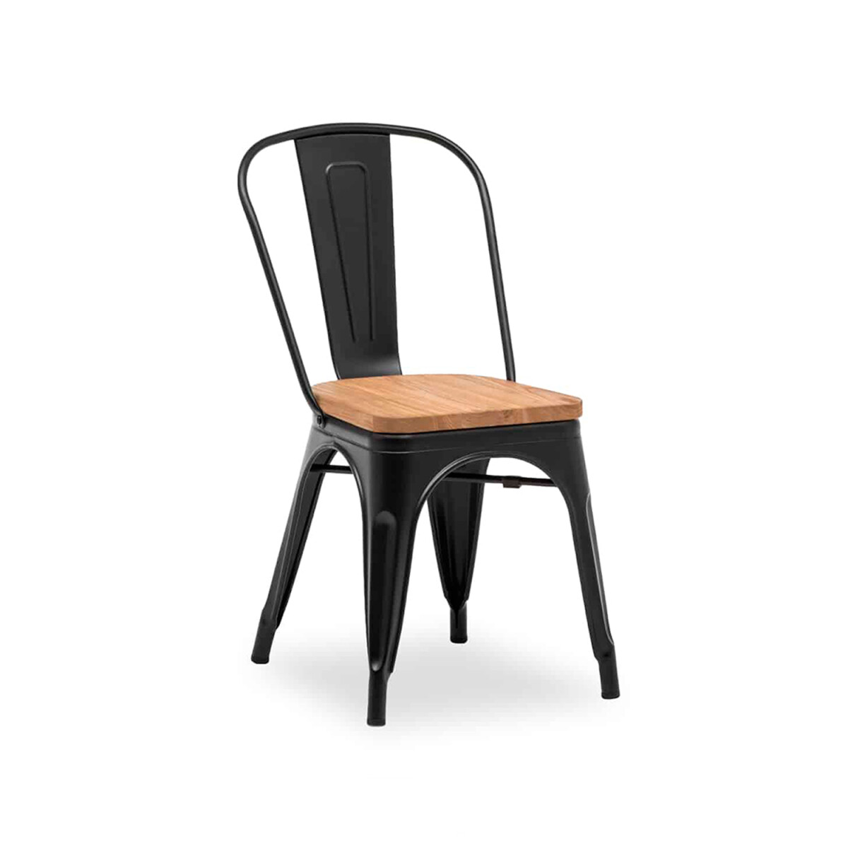 Silla Metálica Con Asiento de Madera Tolix Negra 