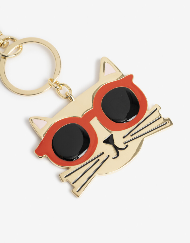 Llavero Metal Llavero Y Bag Charm De Gatito - Combinacion Bicolor