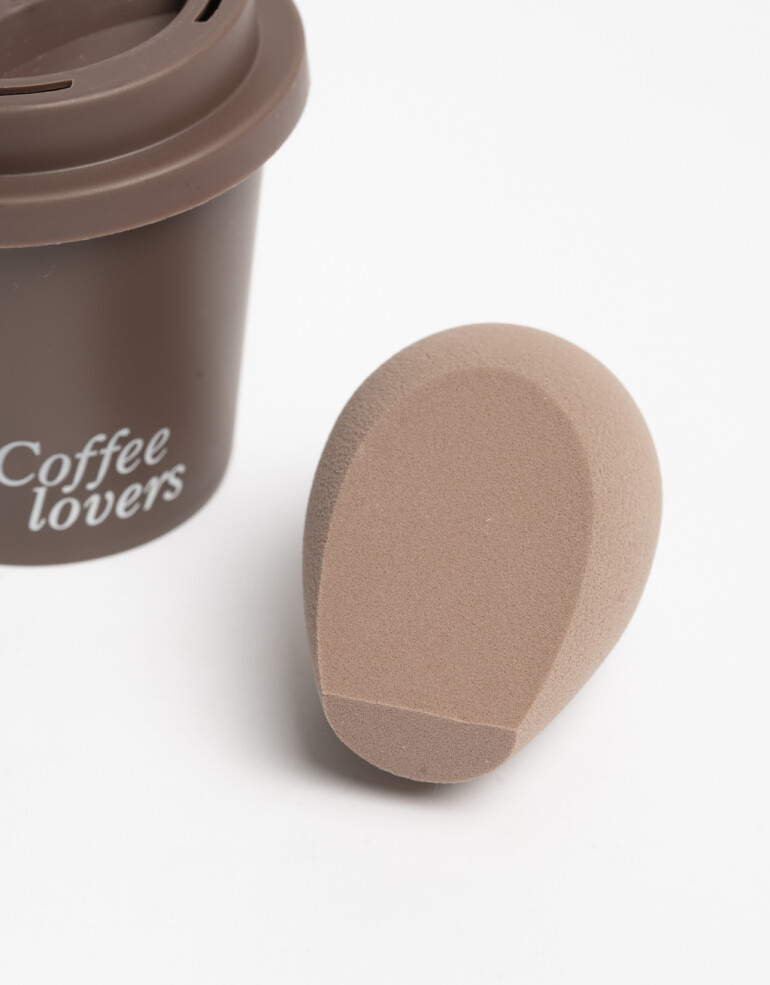 Brochas y Aplicadores Esponjas Esponja De Maquillaje + Funda Coffee Club - Marron Chocolate