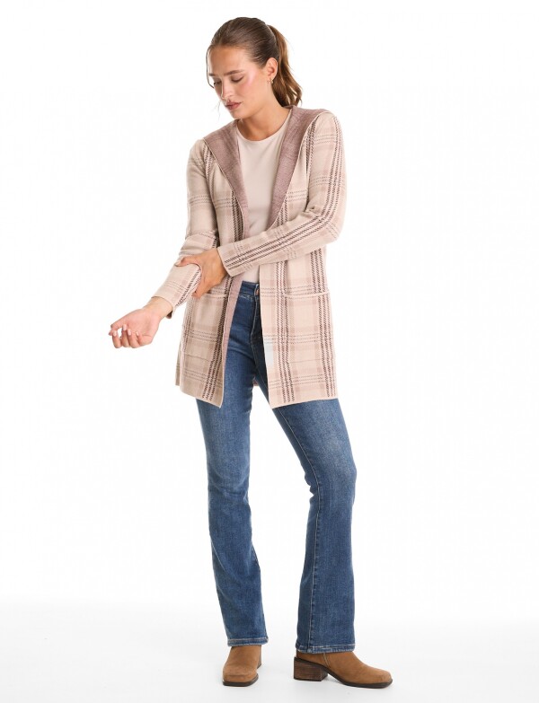Cardigan Con Capucha BEIGE/MULTI