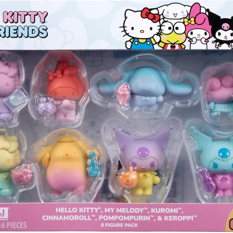 Hello Kitty and Friends Ombre Tropical Party, figura de 2 pulgadas, paquete de 8 unidades Hello Kitty and Friends Ombre Tropical Party, figura de 2 pulgadas, paquete de 8 unidades