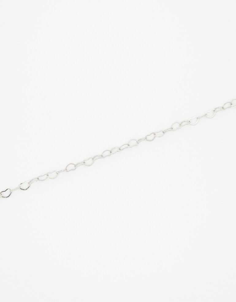 Pulseras Flexibles Metal Pulsera Metal Corazones - Plateado Rodio