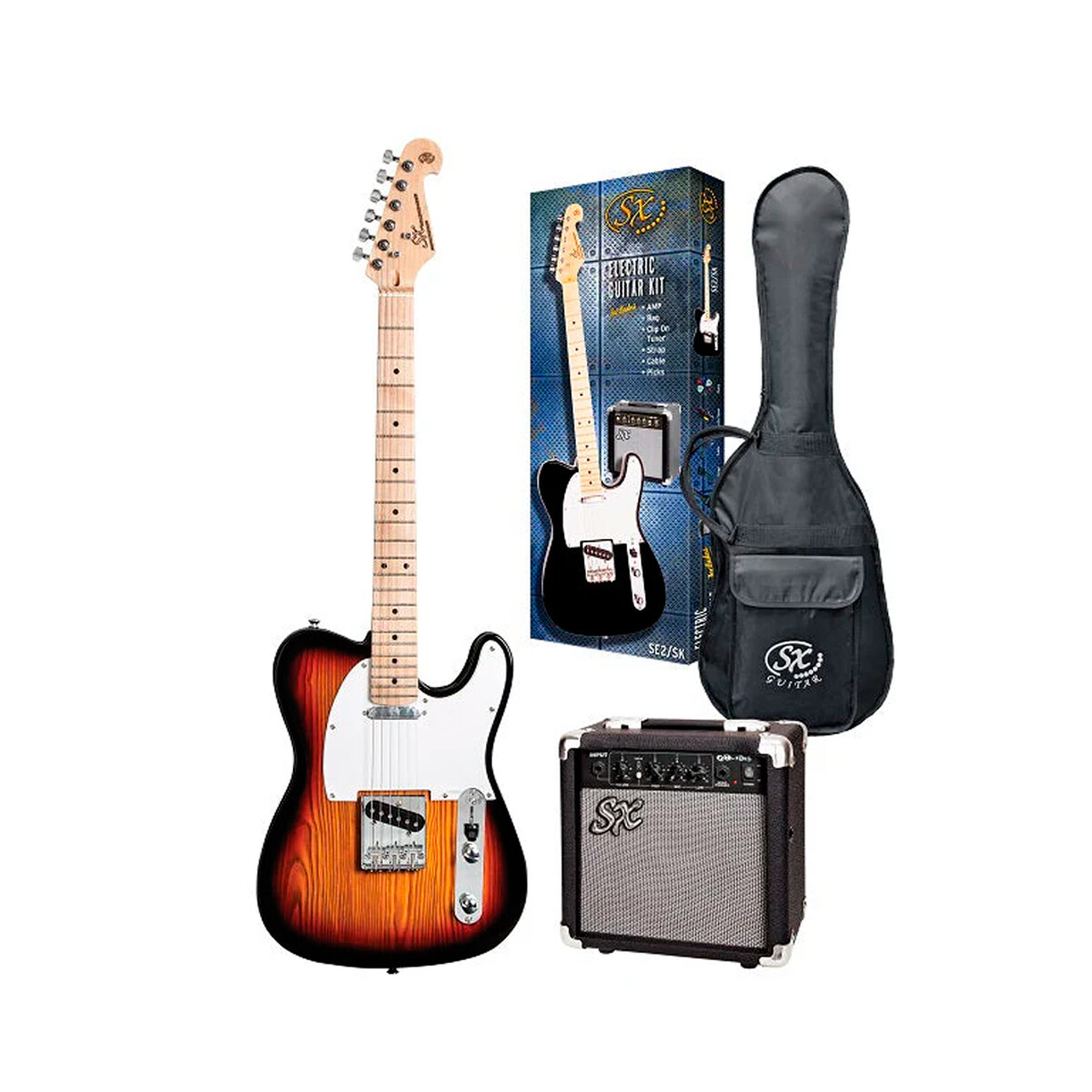 Pack Guitarra Eléctrica Sx Se2sk Tele Sunburst 