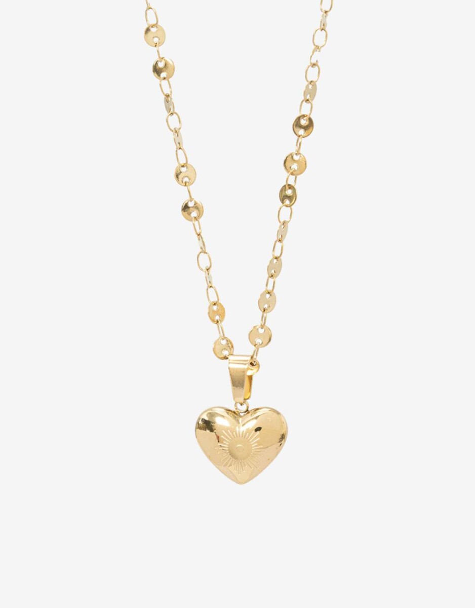 Cadena De Acero Dije Corazón - Dorado 