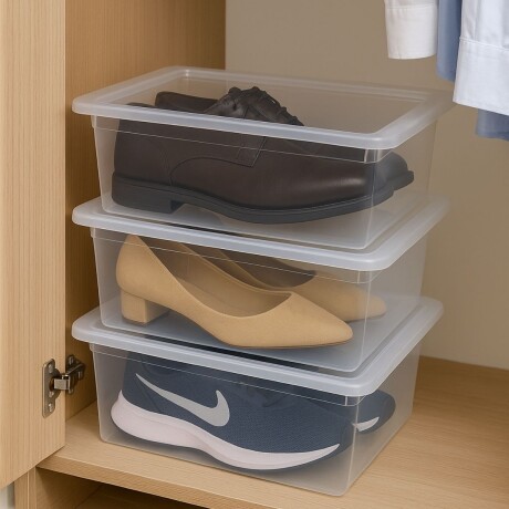 Set x3 Caja organizadora zapatera apilable TRANSPARENTE
