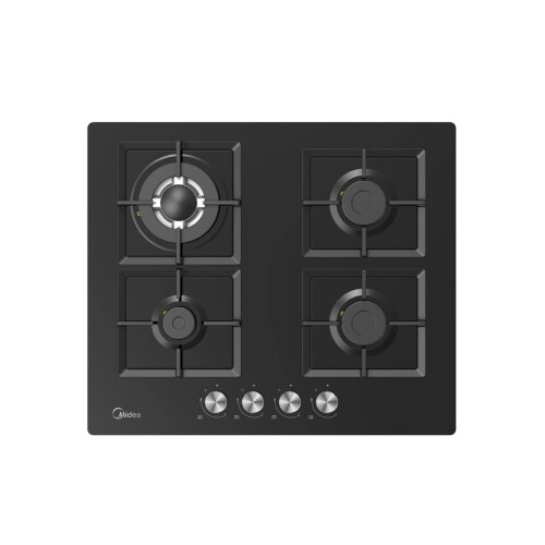 Anafe a Gas de Vidrio Negro - 4 hornallas - Modelo MG60GK007AH1B - Midea Anafe a Gas de Vidrio Negro - 4 hornallas - Modelo MG60GK007AH1B - Midea