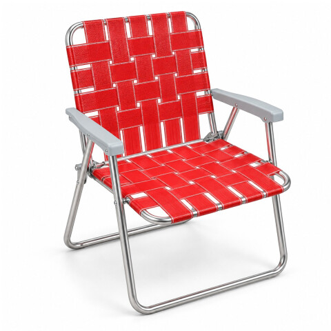 SILLA PLAYERA C/CINTAS 1P POSABRAZO CAÑO ALUMINIO 7/8 ROJA Silla Playera C/cintas 1p Posabrazo Caño Aluminio 7/8 Roja